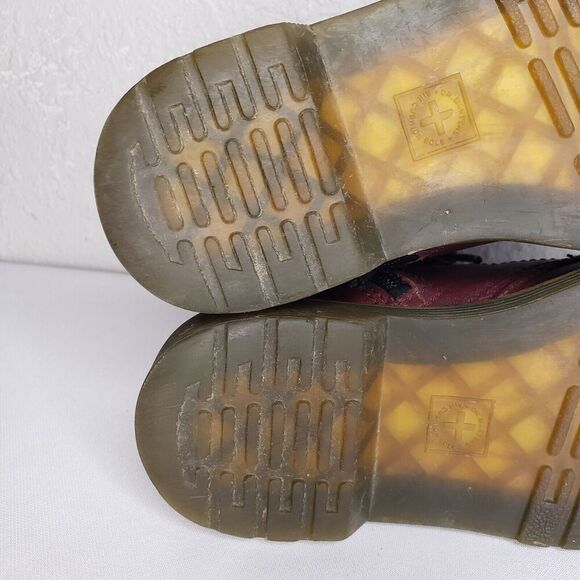 Dr Doc Martens Burgandy Leather Combat Boots Youth Kids Girls Size 12 US 1460J - Picture 14 of 16